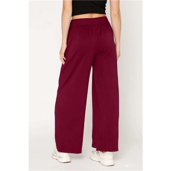 Umgee Elastic Drawstring Waistband Wide Leg Pants - Picture 2 of 3